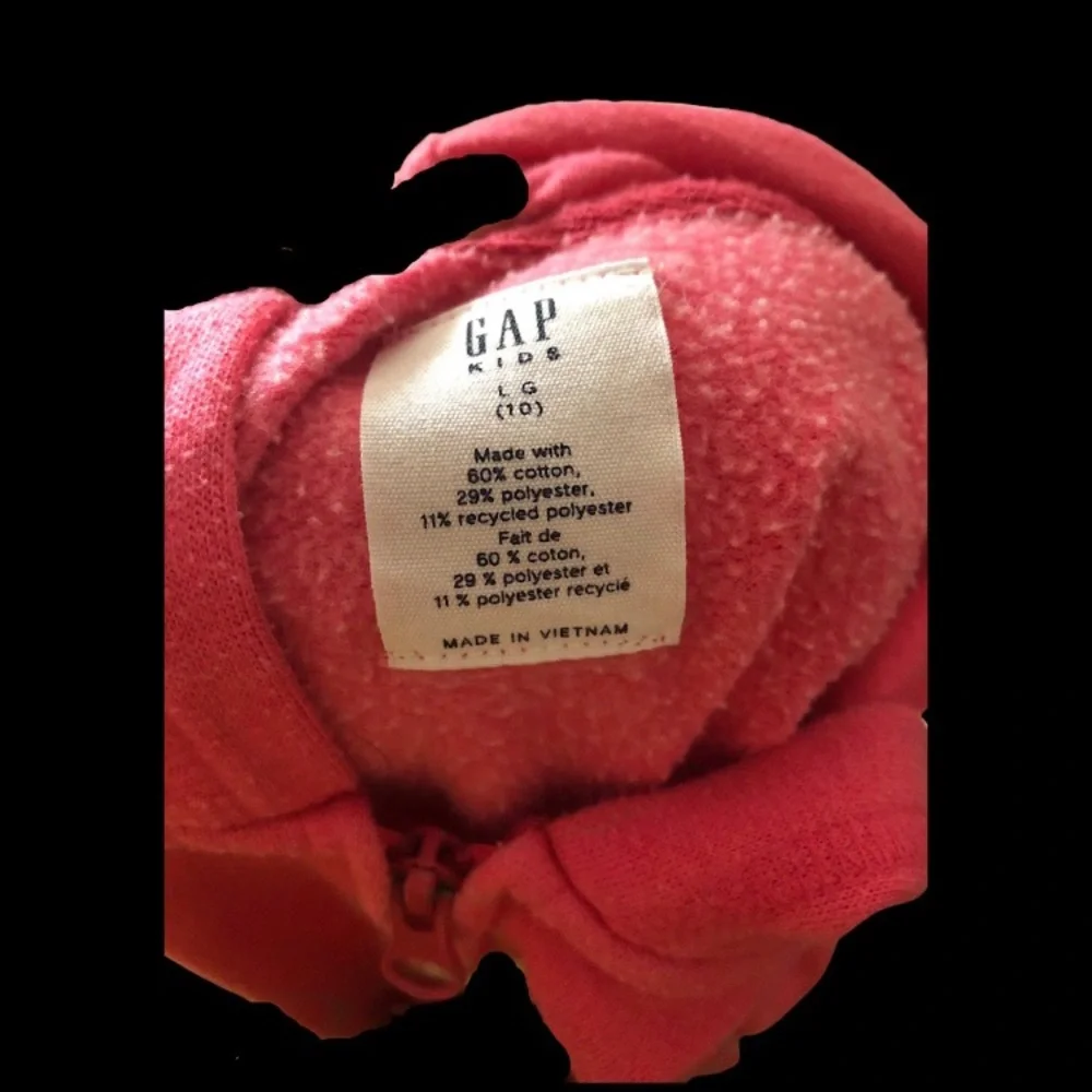 GAP sporty pink zip‎ hoodie white sequin letters sz L